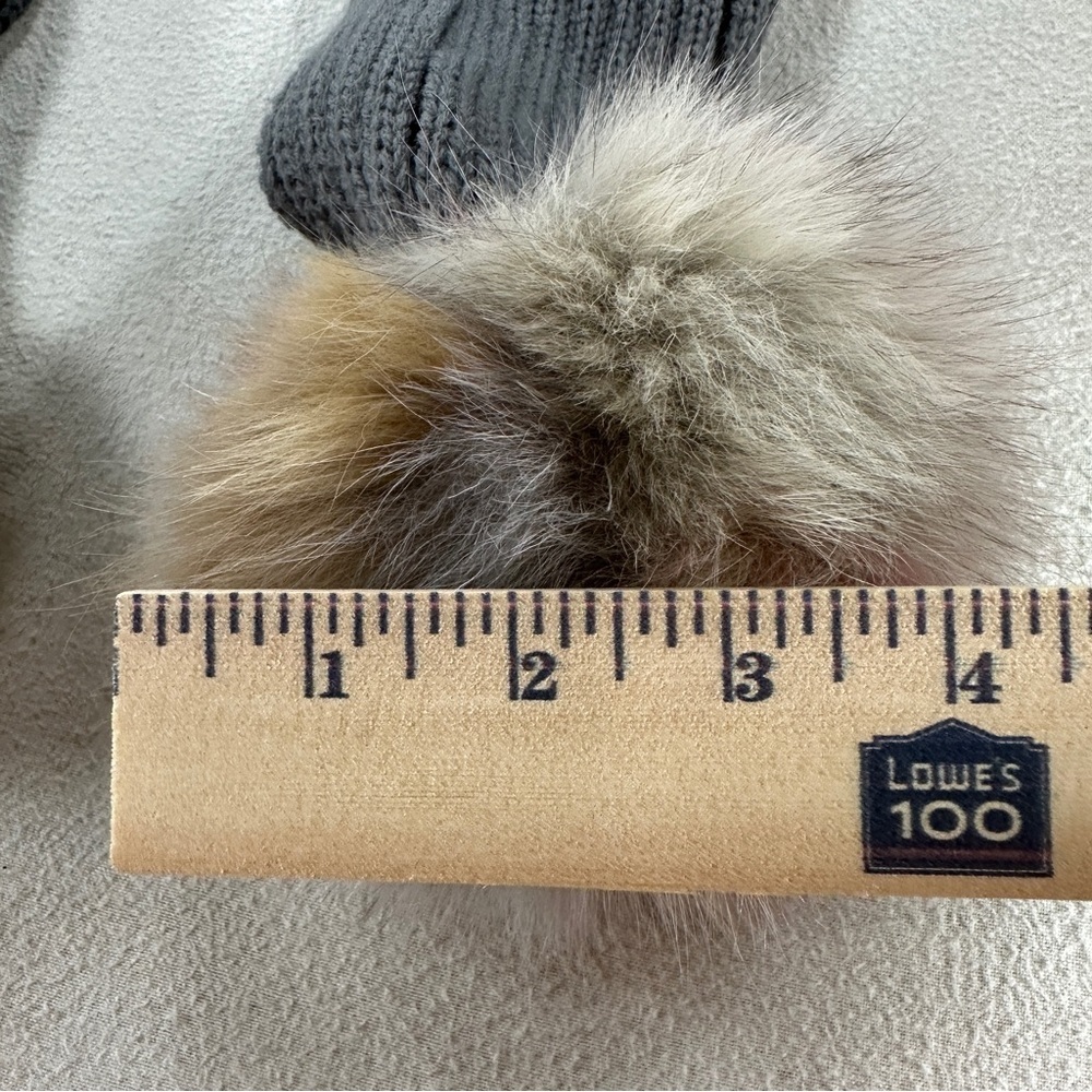 Jocelyn Charcoal Scarf with Faux Fur Pom Poms - Picture 10 of 10
